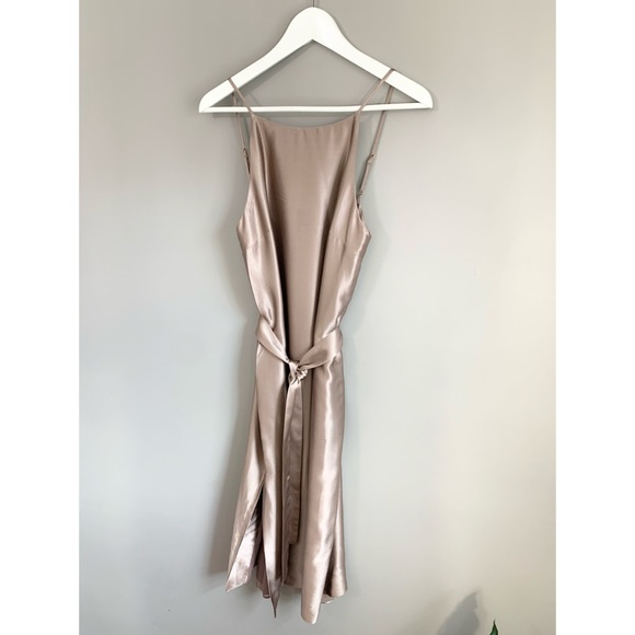 Amanda Uprichard Beige Satin High Neck Dress - Picture 3 of 11